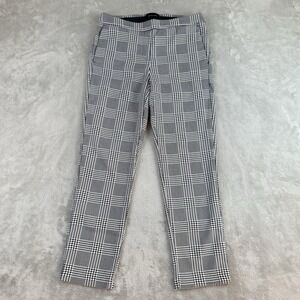 Massimo Fabbro Pants Womens 6 Black White Houndstooth Stretch Slim Ankle Trouser